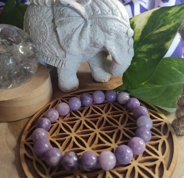 Bracelet  Lépidolite perles rondes 10mm