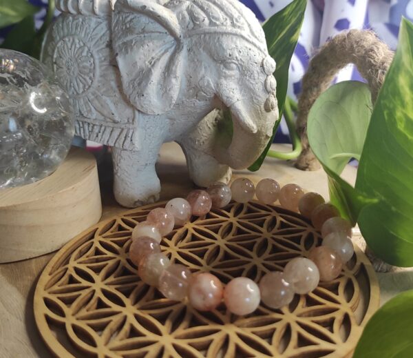 Bracelet pierre de soleil perles rondes 10mm